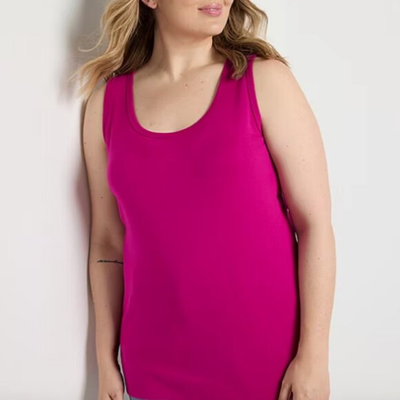 St. John's Bay Womens Plus Scoop Neck Sleeveless Tank Top, Magenta Sz 2X 925445 - Picture 1 of 5